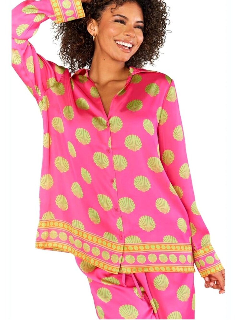Show Me Your Mumu Early Night PJ Set XL Hot Pink Green Sleepy Shells Lounge Wear